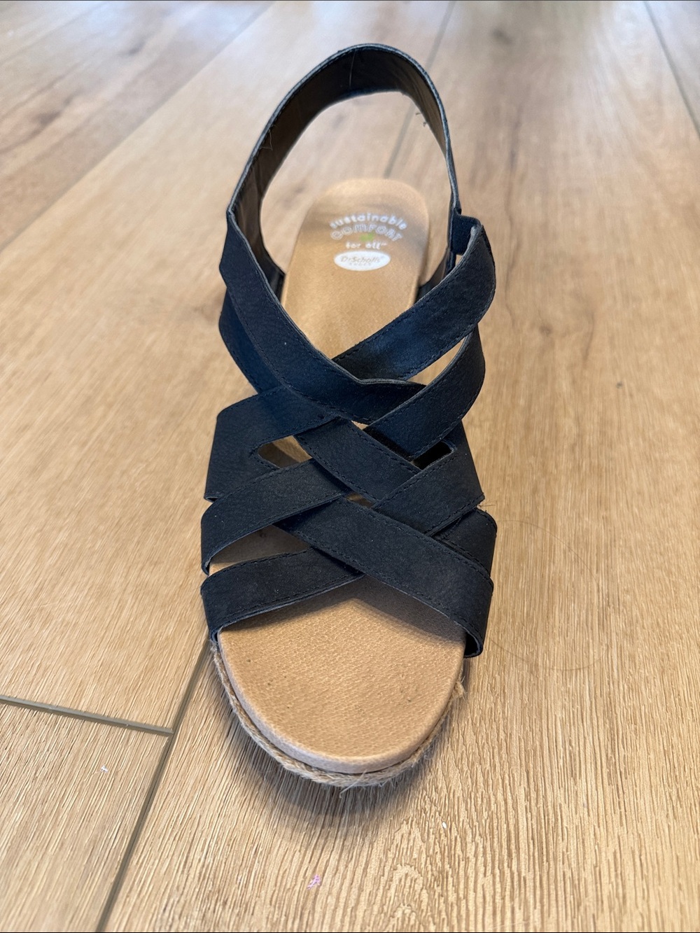 Dr. Scholl's Black Crisscross Wedge Sandals